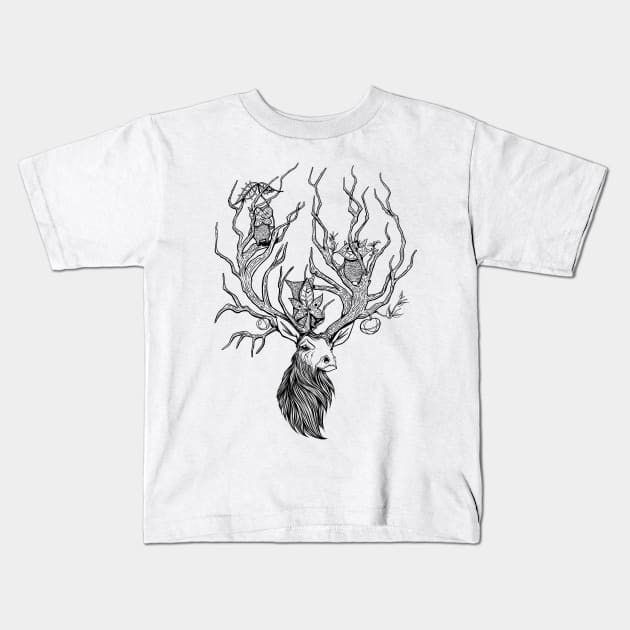 Deer Antlers Kids T-Shirt by MattKetmo